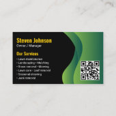 Black Green Modern Lawn Care Landscaping QR Code 名刺 (裏面)