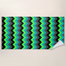 Black Green Ombre Chevrons Beach Towel ビーチタオル