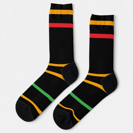 Black Green Red Orange Stripes Halloween ソックス (左)