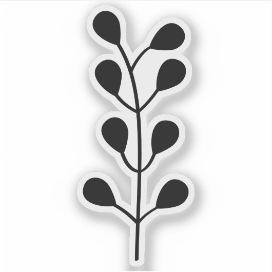 Black Greenery Branch Cutom Cut Transparent シール (正面)