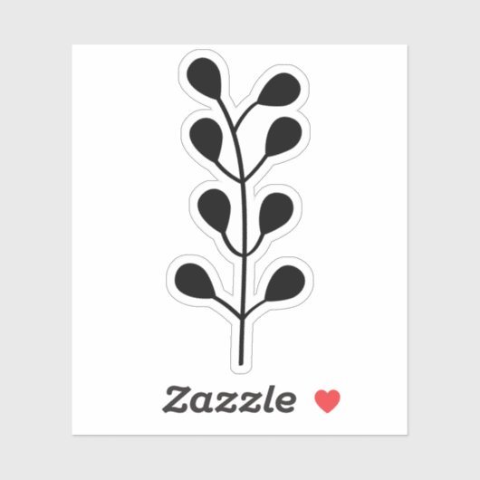 Black Greenery Branch Cutom Cut Transparent シール (シート)