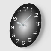 Black Grey and White Radial Gradient ラージ壁時計 (傾斜)