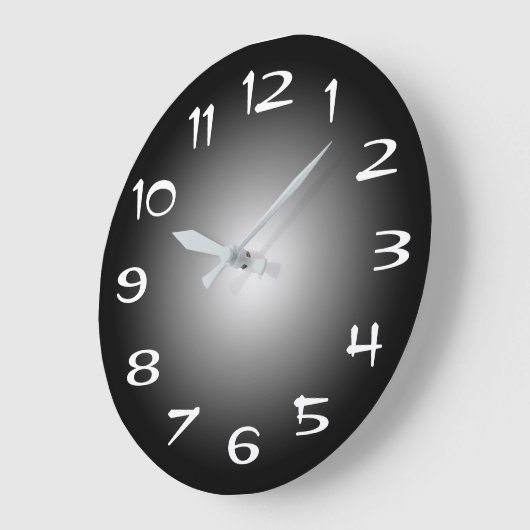 Black Grey and White Radial Gradient ラージ壁時計 (傾斜)