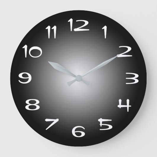 Black Grey and White Radial Gradient ラージ壁時計 (正面)