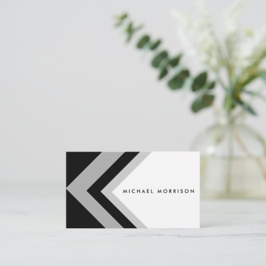 Black grey arrow geometric minimal modern design 名刺 (スタンド正面)