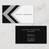 Black grey arrow geometric minimal modern design 名刺 (正面/裏面)