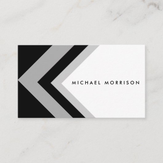 Black grey arrow geometric minimal modern design 名刺 (正面)