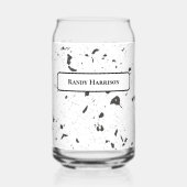 Black & Grey Micro Chips Retro Terrazzo Pattern ガラス缶 (正面)