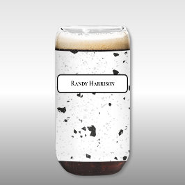 Black & Grey Micro Chips Retro Terrazzo Pattern ガラス缶