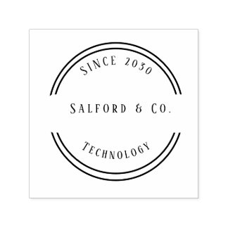 Black & Grey Modern Technology Rubber Stamp  セルフインキングスタンプ