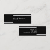 Black grey stripes minimal classy chic simple card スキニー名刺 (正面/裏面)