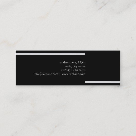 Black grey stripes minimal classy chic simple card スキニー名刺 (裏面)