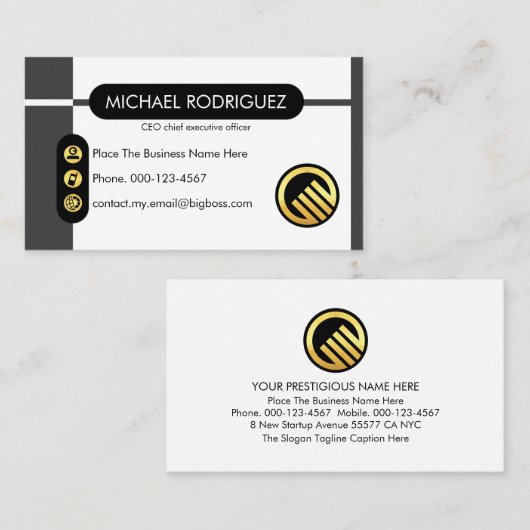 Black & Grey Tab Layers Startup 名刺 (正面/裏面)