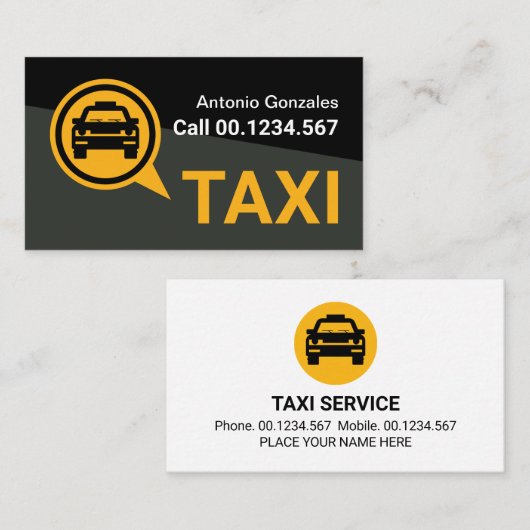 Black Grey Trapezium Yellow Taxi 名刺 (正面/裏面)