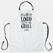 Black Grill Lord Kanji Typography for BBQ Dad エプロン (正面)