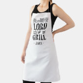Black Grill Lord Kanji Typography for BBQ Dad エプロン (インサイチュ)