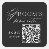 Black Groom’s Favorite QR Code Wedding Drink スクエアシール (正面)