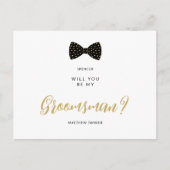 Black Groomsman Vintage Bow Wedding Proposal ポストカード (正面)