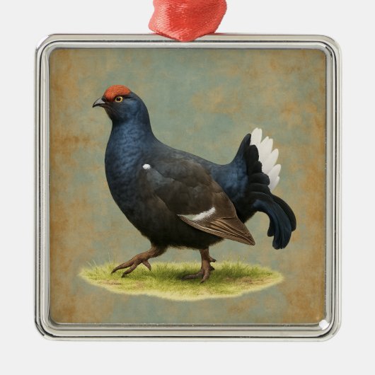Black Grouse design Christmas tree decoration メタルオーナメント (正面)