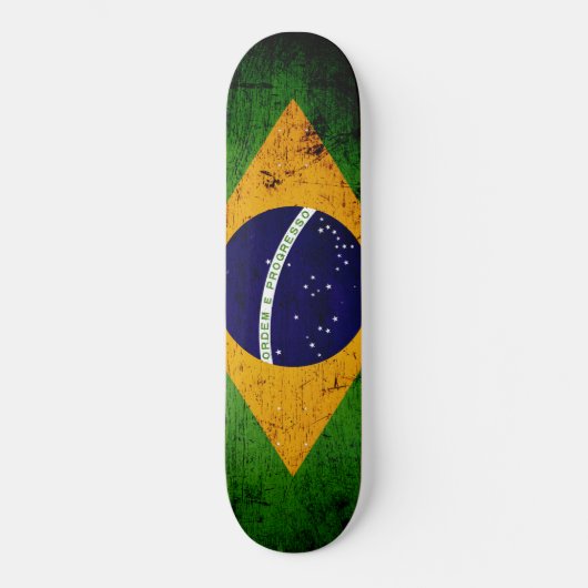Black Grunge Brazil Flag スケートボード (正面)