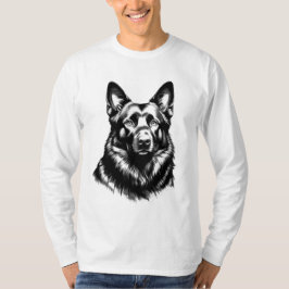 Black GSD Portrait Long Sleeve T-Shirt Tシャツ