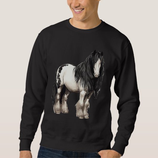 Black Gypsy Vanner Horse  Riding Equestrian スウェットシャツ (正面)