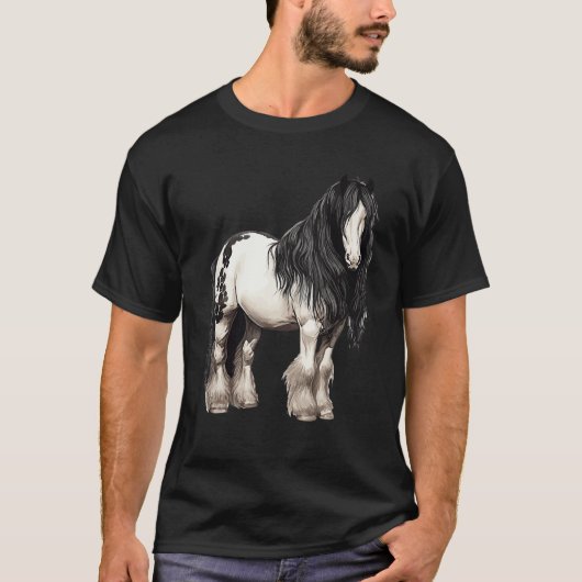 Black Gypsy Vanner Horse  Riding Equestrian Tシャツ (正面)