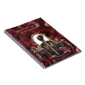 Black Hair Boudoir Burgundy Floral ノートブック (右側)