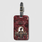 Black Hair Boudoir Burgundy Floral ラゲッジタグ (正面縦)