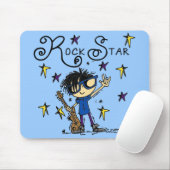 Black Hair Boy Rock Star マウスパッド (マウス)