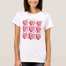 Black Hair Love Valentine's Candy Heart Tee Tシャツ
