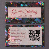  Black Hair Stylist Opal Gemstone QR Code 名刺