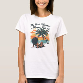 Black Hair Summer Beach Afro Custom Tee Tシャツ
