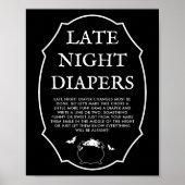 Black Halloween Baby Shower Late Night Diapers ポスター (正面)
