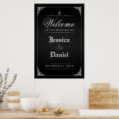 Black Halloween Gothic Spider Welcome to Wedding ポスター (キッチン)