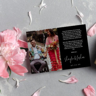 Black Hand-書s Script Photo's 結婚 Thank You サンキューカード