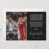 Black Hand-書s Script Photo's 結婚 Thank You サンキューカード (裏面)