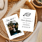 Black Hand drawn Bow graduation party invitation 招待状