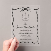 Black Hand Drawn Bow Wedding Save the Date アクリル招待状 (インサイチュ (ポータブル))
