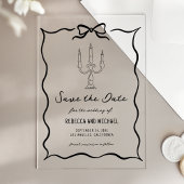 Black Hand Drawn Bow Wedding Save the Date アクリル招待状