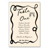 Black Hand Drawn Champagne Whimsical Wedding テーブルナンバー (正面)