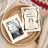 Black hand drawn champagne Whimsical Wedding  招待状