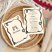 Black Hand Drawn Champagne Whimsical Wedding 招待状