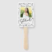 Black Hand Drawn Doodle Graduation 2 Photo White ハンドファン (裏面)