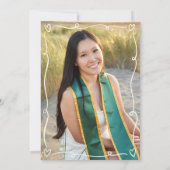 Black Hand Drawn Doodle Photo Graduate Party Cream 招待状 (裏面)