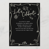 Black Hand Drawn Doodles Graduation Photo Cream 案内状 (裏面)