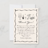 Black Hand Drawn Italian Bridal Shower サンキューカード (正面)