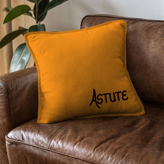 Black Hand lettered complimentary word Astute クッション