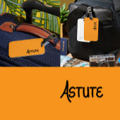 Black Hand lettered complimentary word Astute ラゲッジタグ