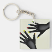 Black Hands with Colorful Nails Pop Art キーホルダー (正面)